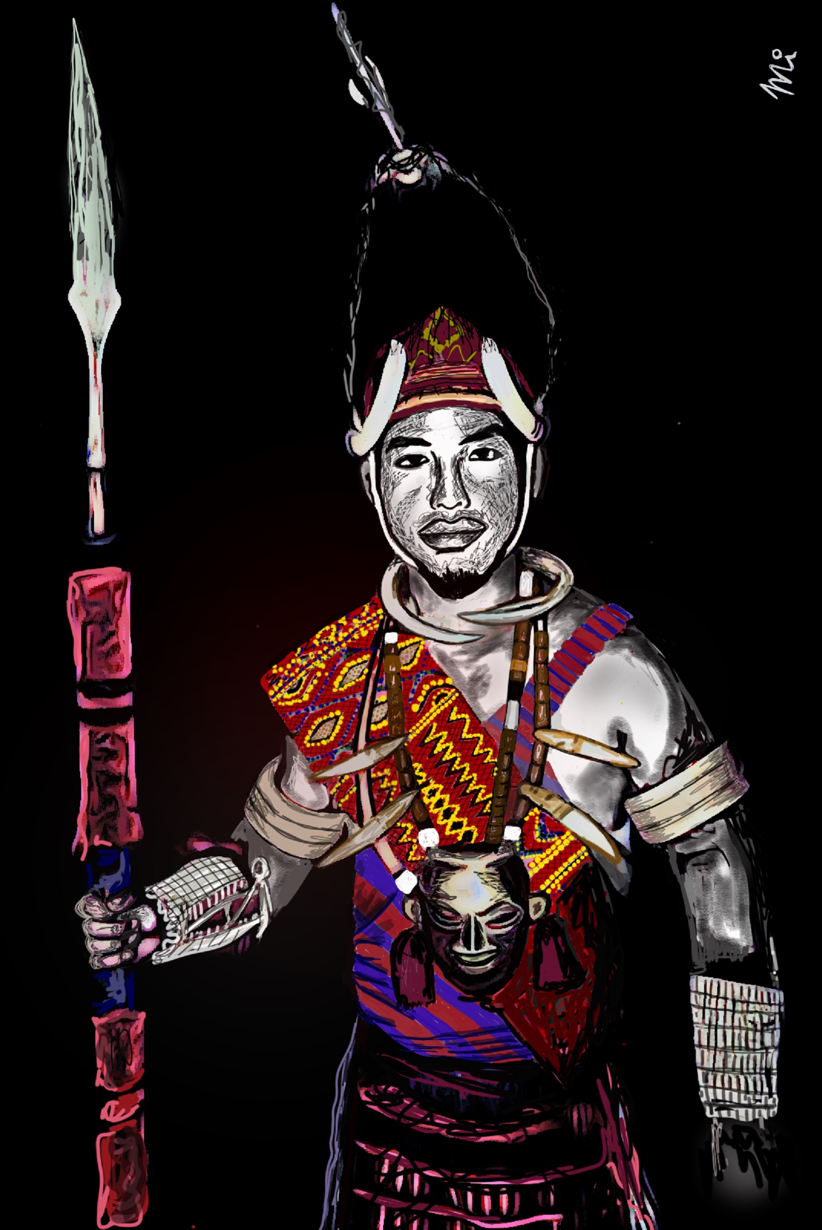 Konyaks — The Tattooed Headhunters of Nagaland — artwork by Michael Mili